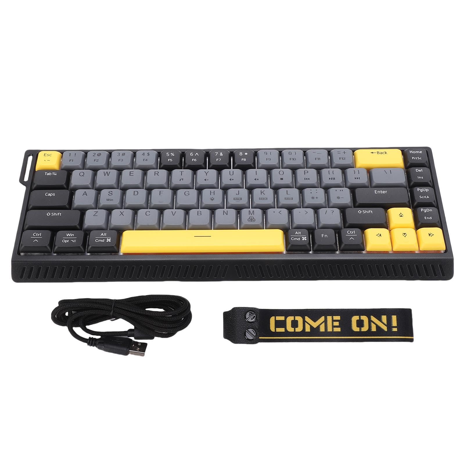 Tastiera USB Cablata, 68 Tasti a Forbice, Anti-ghosting, Tastiera per Computer USB Compatta Silenziosa Retroilluminata RGB per Giochi di Lavoro (Grigio Nero)