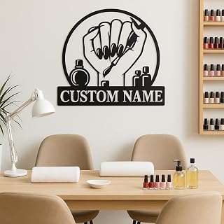 Personalized Nail Tech Metal Wall Art with LED Light – Custom Name Beauty Studio Sign, Nail Artist Wall Decor, Unique Salon Display, Creative Home Accent A1