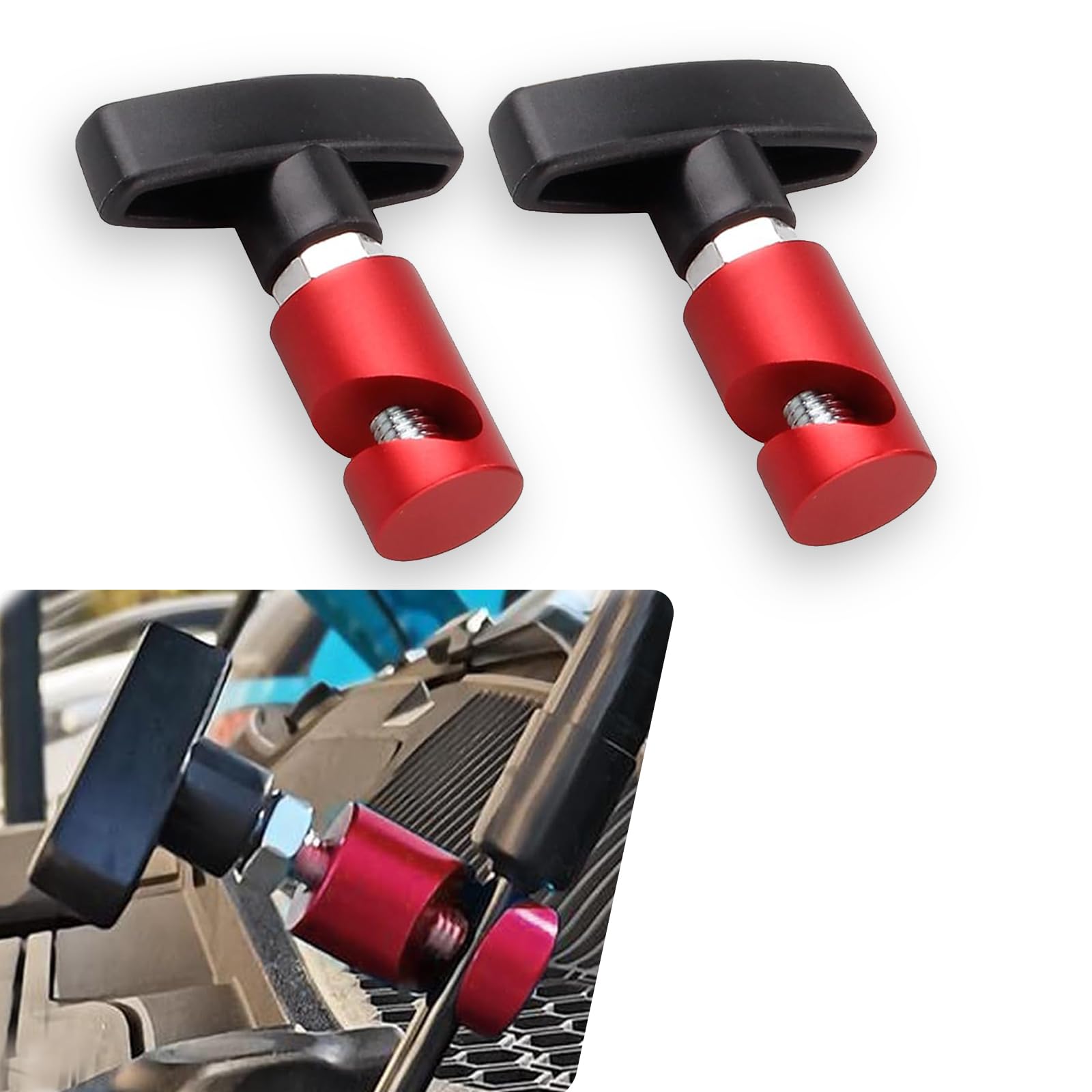 JawGrewPack-2 Car Hood Support Rod Retainer, Multi-purpose Threaded Fastening Lifting Rod Anti-slip Anti-clip Device, Trunk Air Pressure Rod Shock Absorption Fixing Tool, Universal for Cars (Red)