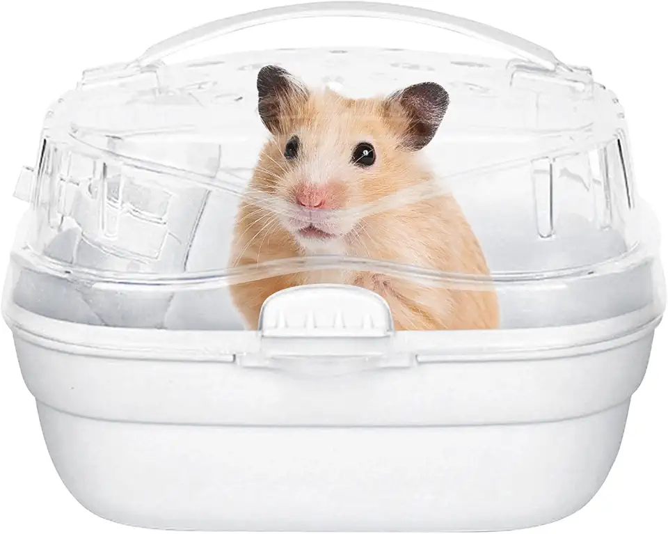 KAMEIOU Gaiola De Transporte Portátil Branca Para Pequenos Animais, Como Hamsters, Ouriços E Porquinhos-Da-Índia, Com Alça, Tampa Transparente E Respirável.