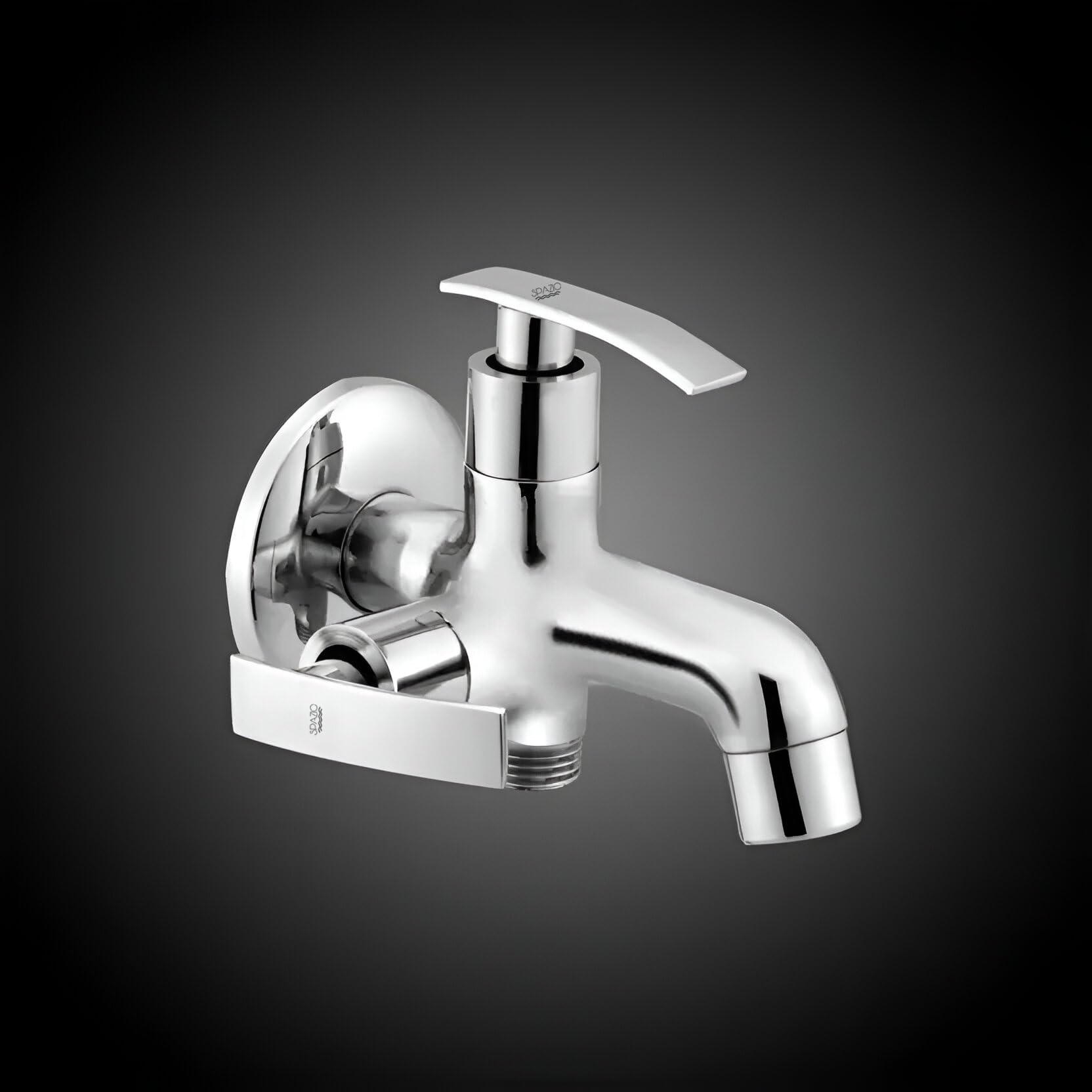 SPAZIO Pulse Collection Brass 2 Way Bib Cock | 2 in 1 Tap (Set of 1) for Bathroom Chrome Finish Silver Plated-picture-23