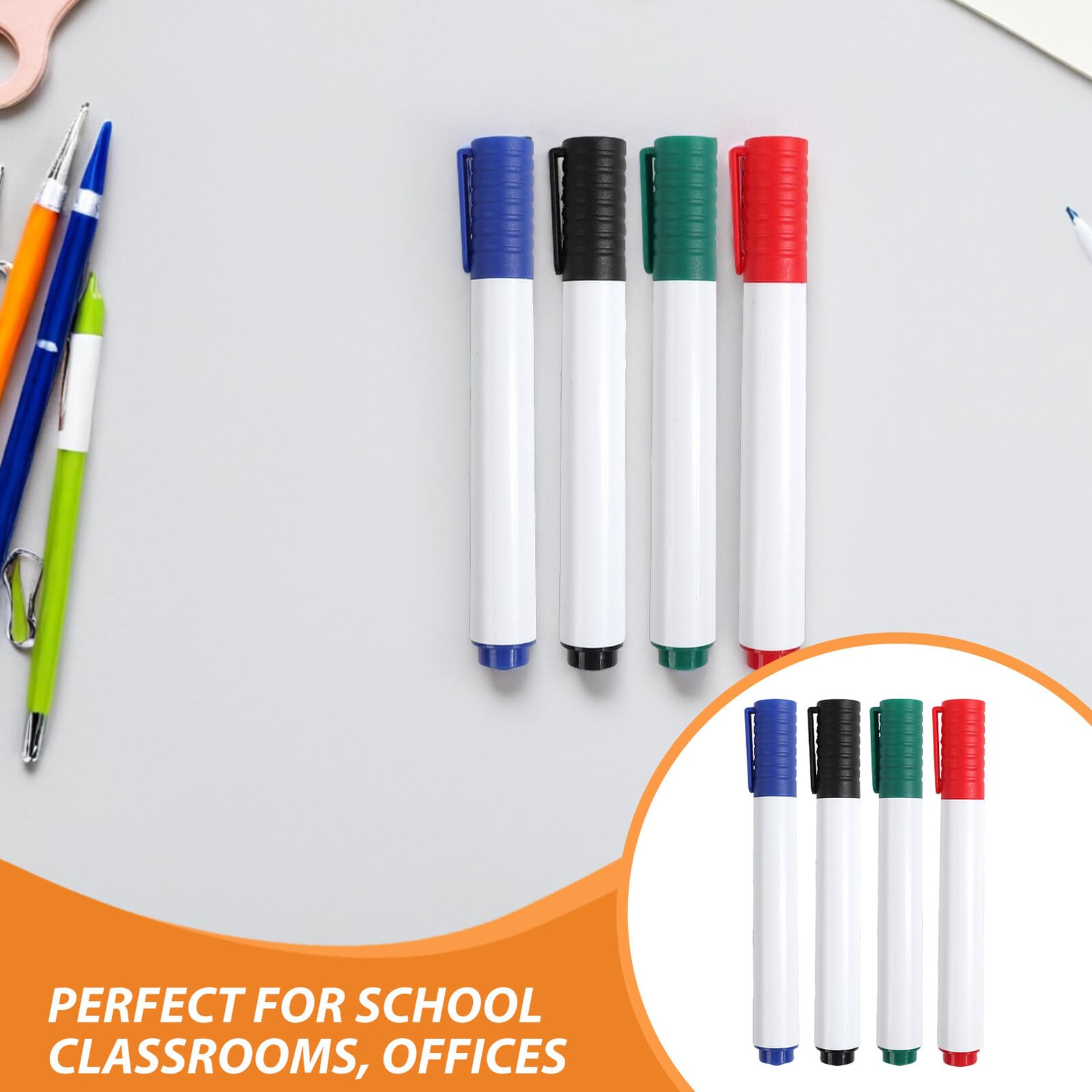 SHERCHPRY 24 Pennarelli Cancellabili per Lavagna Bianca a Gesso Liquido, Set 4 Colori (nero, Rosso, Blu, Verde) 6 Pezzi Ciascuno, Asciugatura Rapida per Vetro, Menu, Aula e