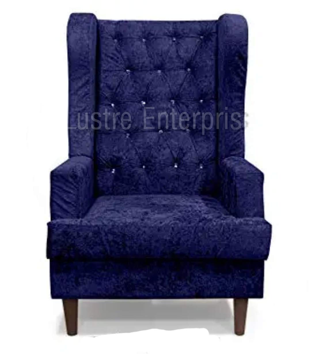Lustre Enterprise Wing Chair in Blue Velvet (L29" x W36" x H46")