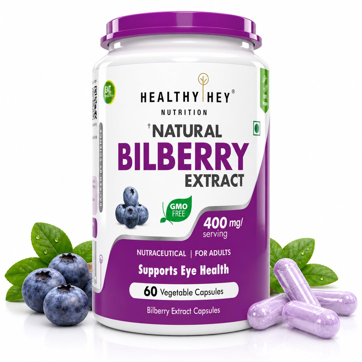 HealthyHey Nutrition Natural Bilberry Extract 60 vegetable capsules-image-12