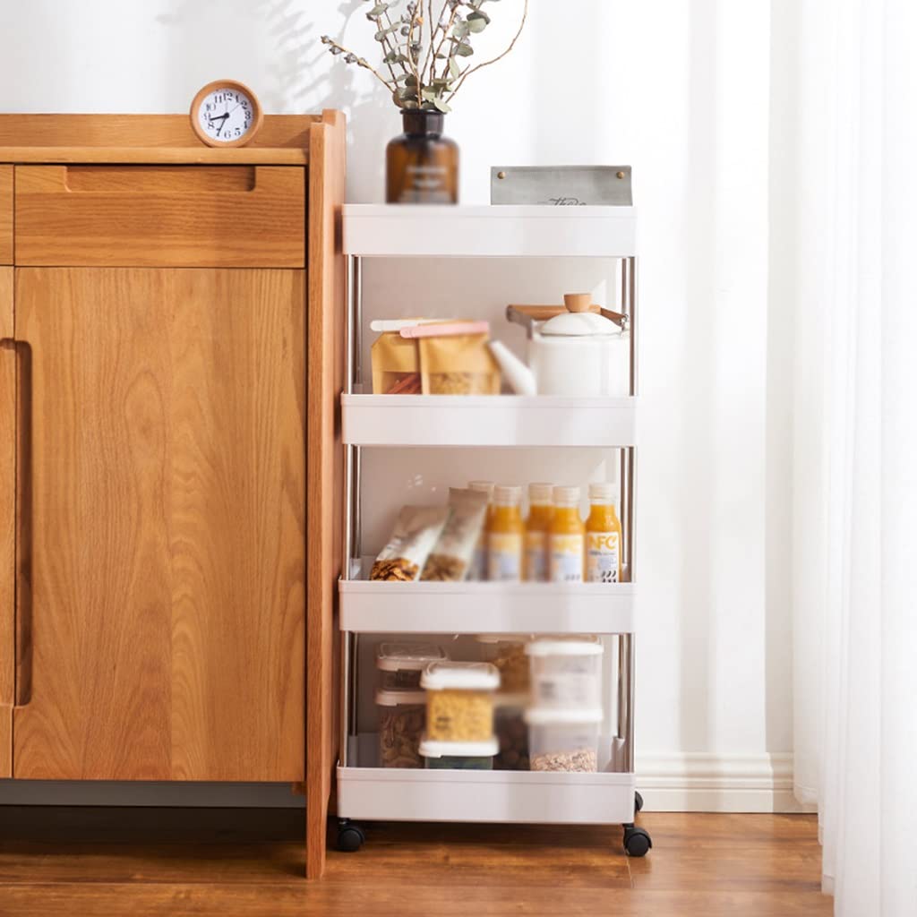 Carrito de Almacenamiento Delgado de 2 Niveles/3 Niveles/4 Niveles, Unidad de estantería móvil, Organizador de baño, Carrito Deslizante para refrigerios con Ruedas para Cocina (Col