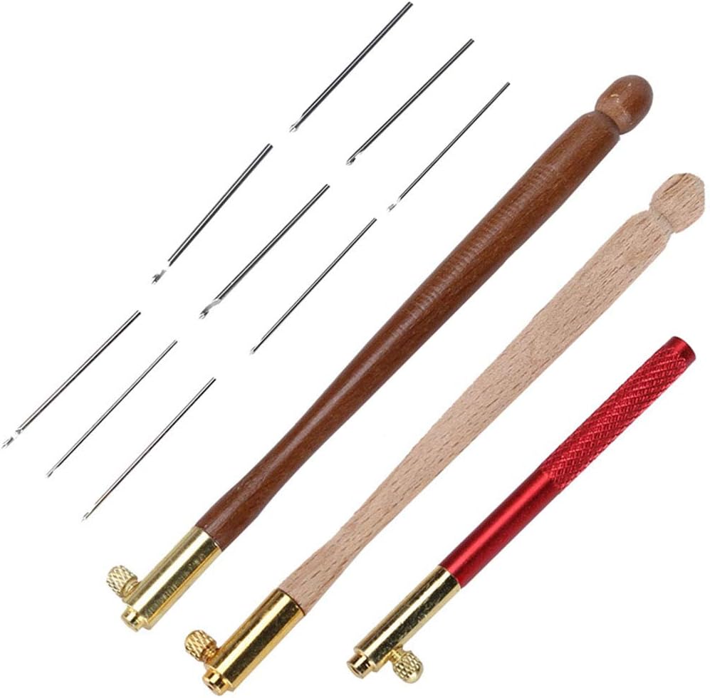 – Tambour Hook with 9 Needles (0.7mm, 1mm, 1.2mm), Embroidery Crochet Hooks Ergonomic Handles Latch Beaded Needle for Embroidery Beading Knitting DIY Sewing Tool