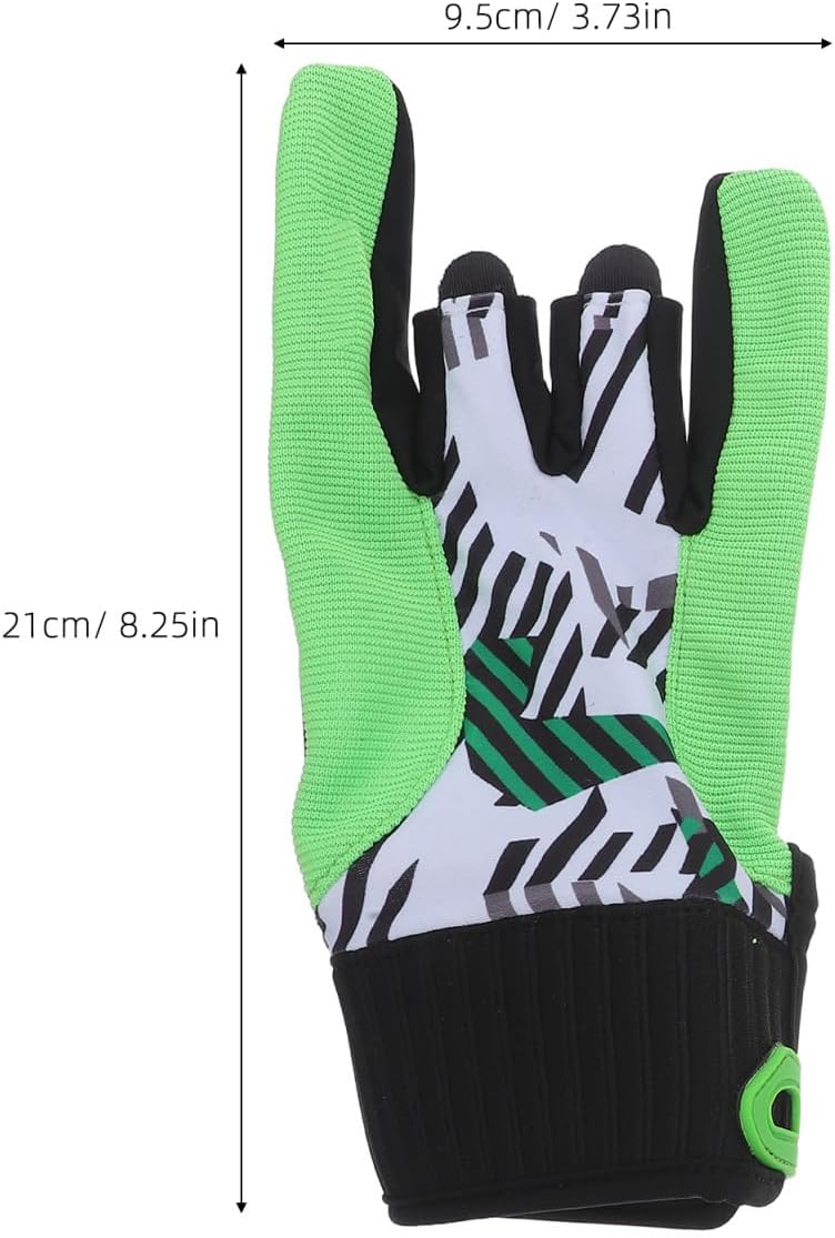 Professional Bowling Gloves Silicone Anti Slip Breathable Size L Green | 1 Pair, Elastic Fit with Adjustable Tightness, Cloth and Silicone Construction, for Bowling Sports Use