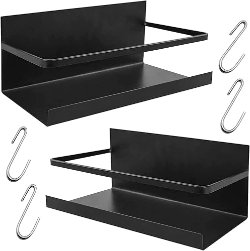 FEULAM Organizador magnético para especias estante magnético para refrigerador estante magnético para especias para refrigerador con 2 ganchos