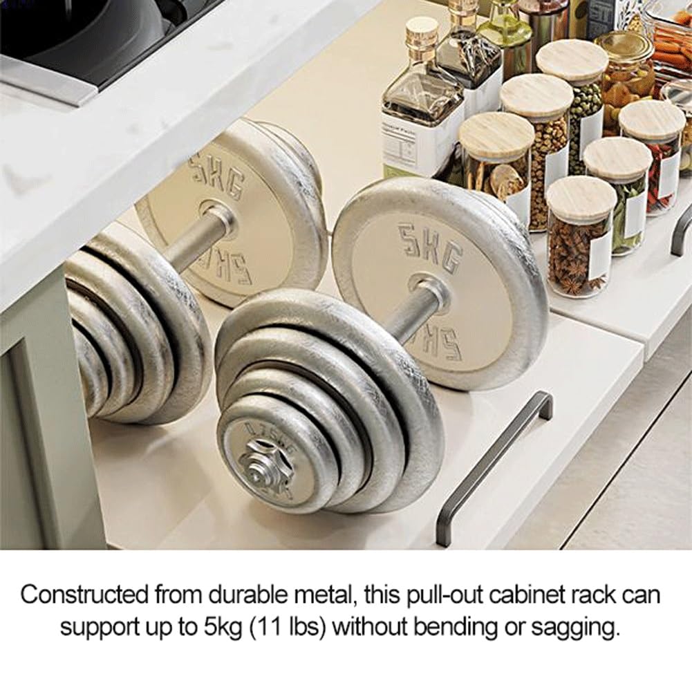 Organizzatore Estraibile Per Armadio – Organizzatore Per Armadio Da Cucina Con Maniglia, Cassetto Estraibile In Acciaio Al Carbonio Con Sistema A 2 Guide | Per Bagno E Armadio(50 x 35 cm)