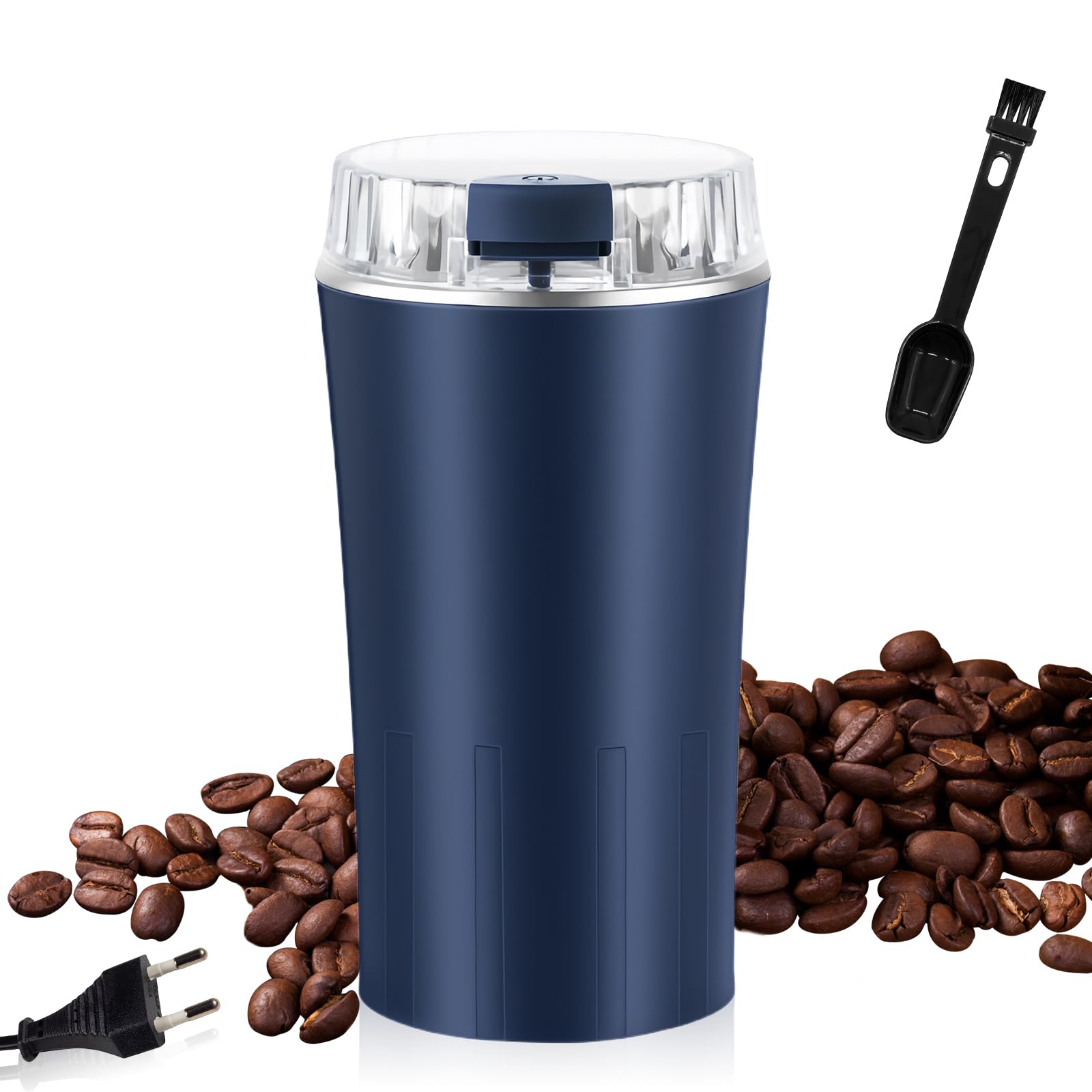 Moulin à café électrique, 300 W, avec lame en acier inoxydable 304, sans BPA, avec brosse de nettoyage, moulin automatique pour café, épices, herbes, noix, céréales