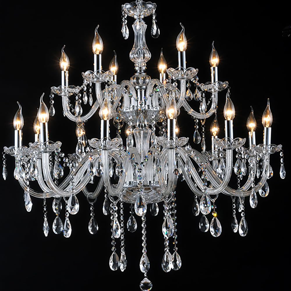 Candela di Cristallo Europeo Lampada a Ciondolo di Lusso Soggiorno Ristorante Camera da Letto Hotel Villa Negozio di Abbigliamento Salone di Bellezza Caffè Bar KTV Lampadario a Led (H 18 luci)