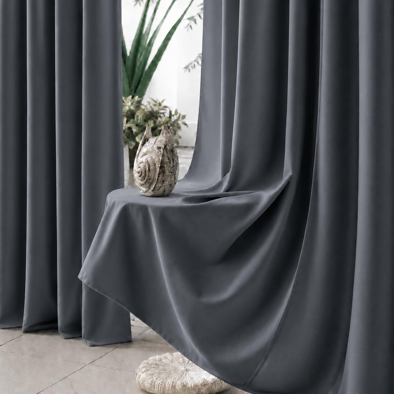 THE LINEN COMPANY Cotton Room Darkening, Light Blocking Curtain 7 feet with Eyelet Rings 2 Pcs Set for Living Room, Dining Hall, Hotel, Farm House (4.5 ft x 7 ft, Navy Blue)