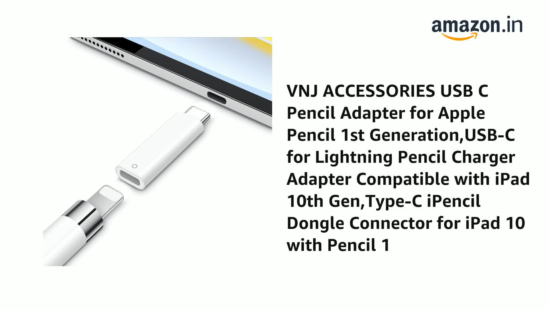 VNJ ACCESSORIES USB C Pencil Adapter for Apple Pencil 1st