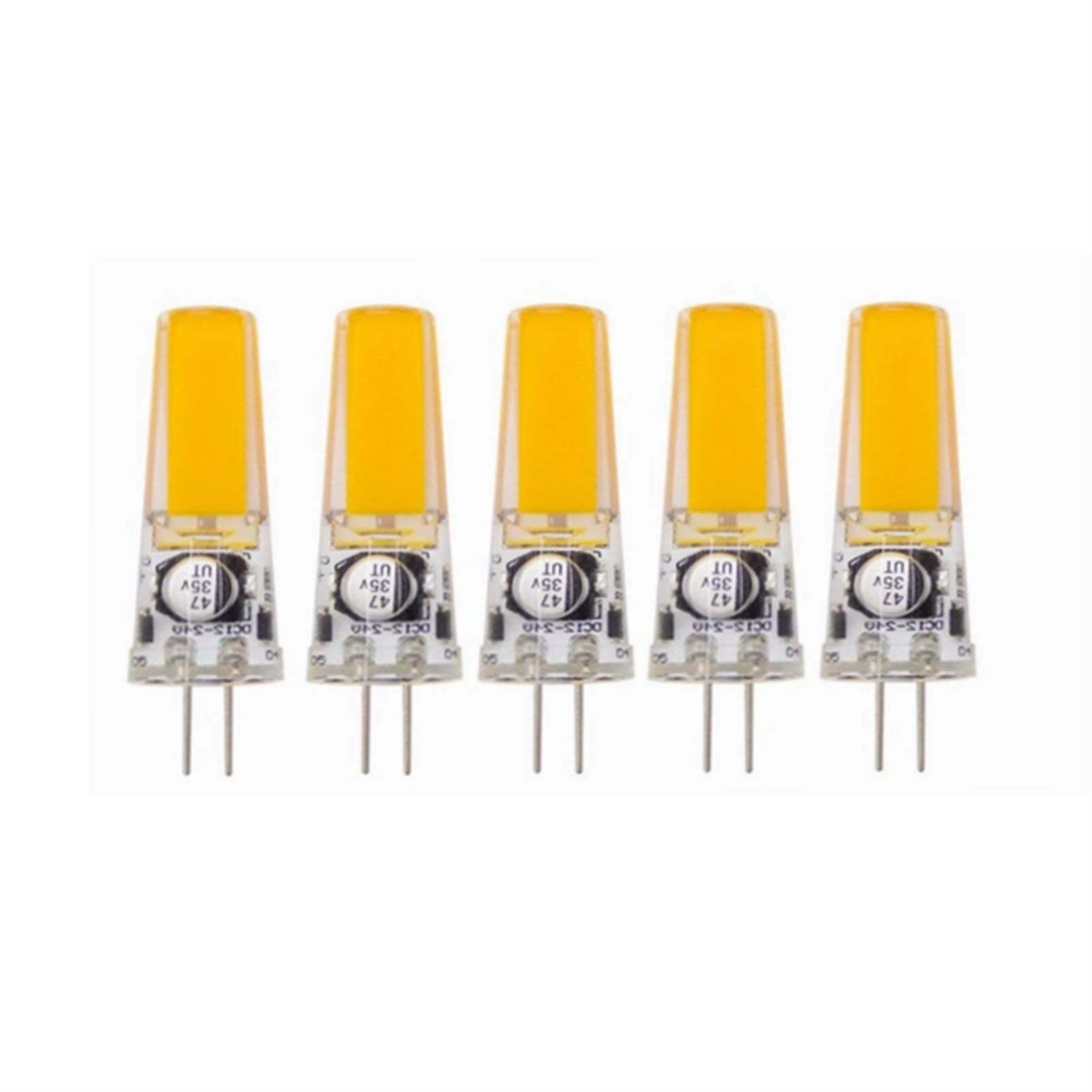 WELSUN GY6.35 LED Bulb No-Dimmable, GY6.35/G6.35 Bi-pin Base, AC/DC 12-24 Volt, 3Watt Equivalent to T4 JC Type 25W Incandescent Halogen Bulb Replacement 5-Pack (Color : Cool White)