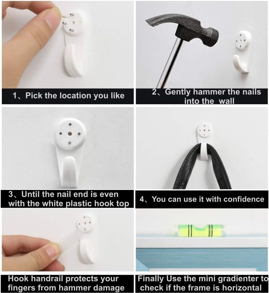 Image of Invisible Wall Hooks with Nail Screws, No Trace Hanging Solution, 42 Pieces