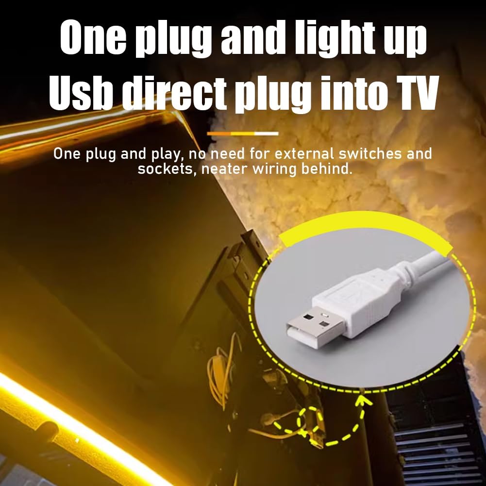 Luci A Striscia Led Flessibili Striscia Di Luci A Led Curvatura E Piegatura Libera Nessuna Deformazione USB Plug And Play Luce Morbida Aggiunge Atmosfera Adatto Per Schermi TV Da 24-111 Pollici(Warm Y