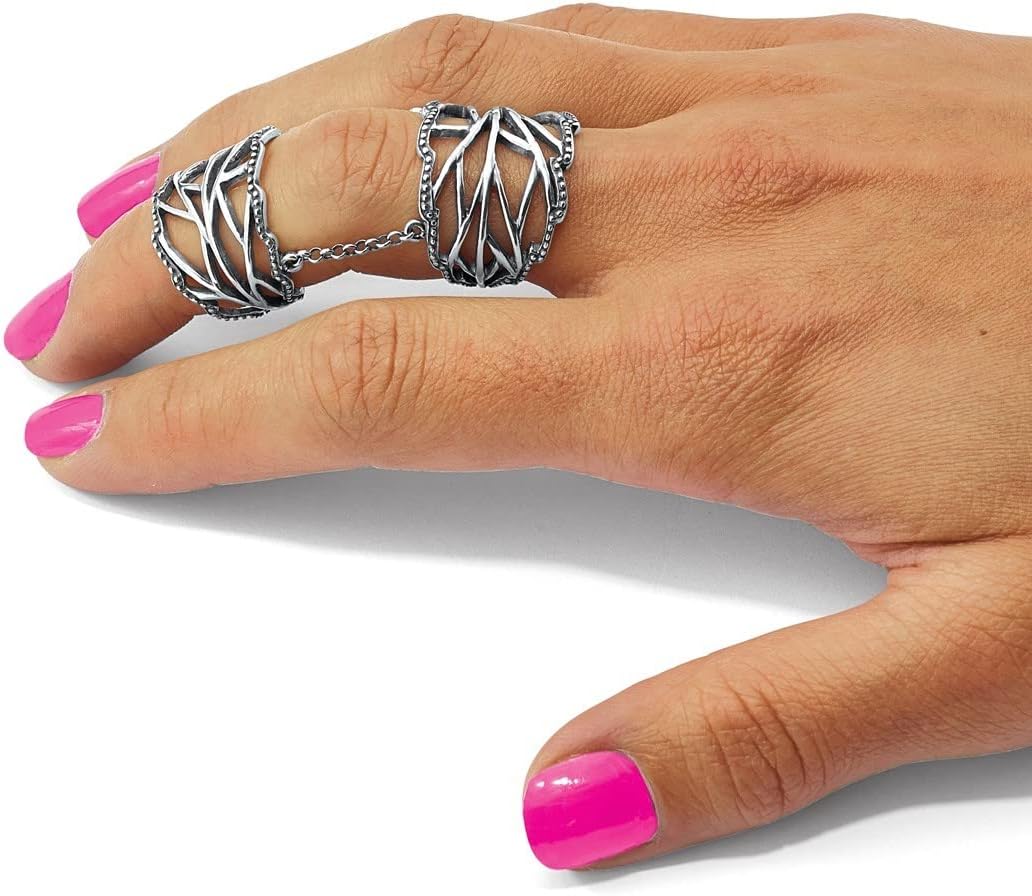 JewelryWeb - 925 Sterling Silver Oxidized Full Finger Ring - Adjustable Sterling Silver Rings for Women - Boho Jewelry- Handmade Wrap Ring - Image 5