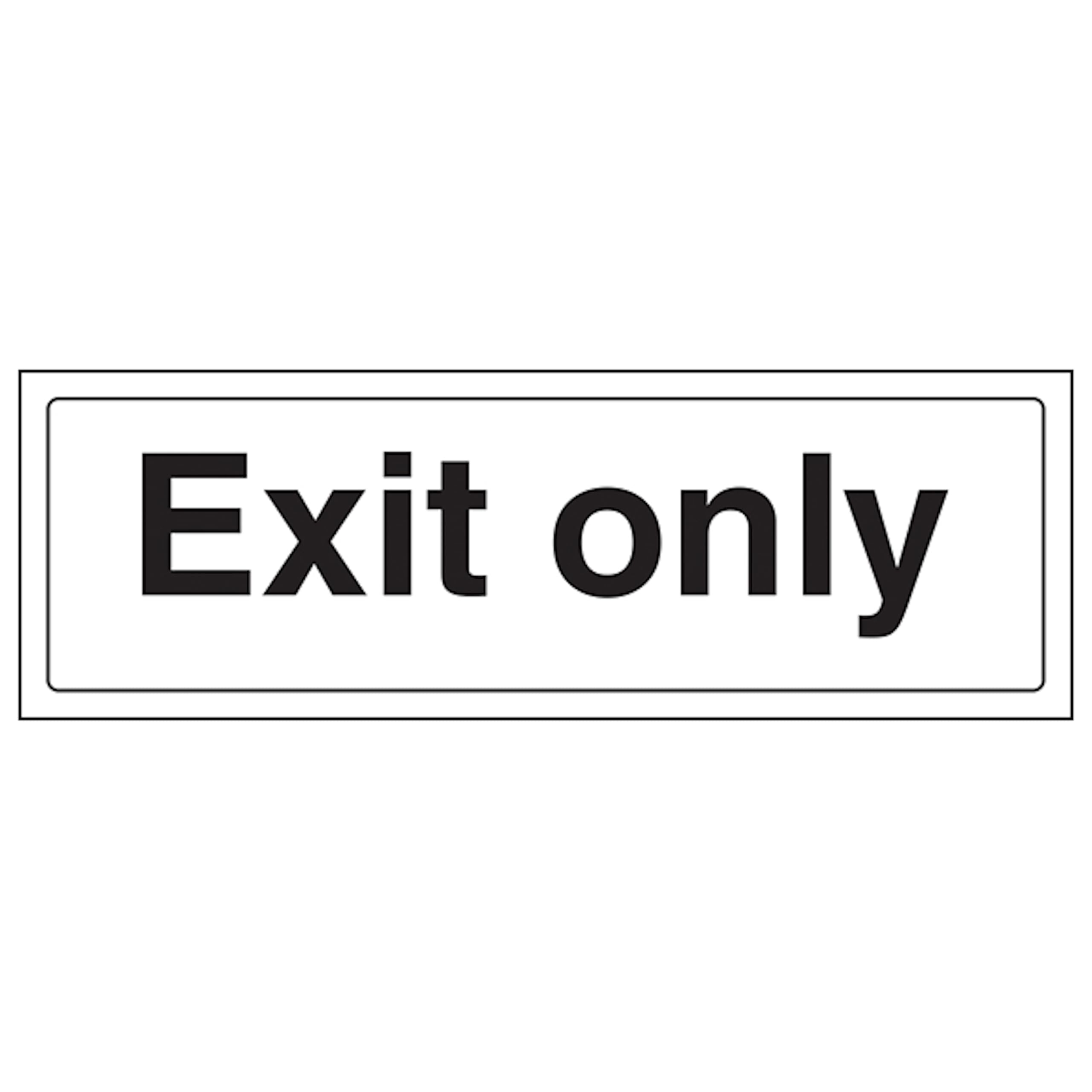 V Safety Exit Only 300 x 100 mm - 2mm Super-Tough Rigid Plastic Safety Sign