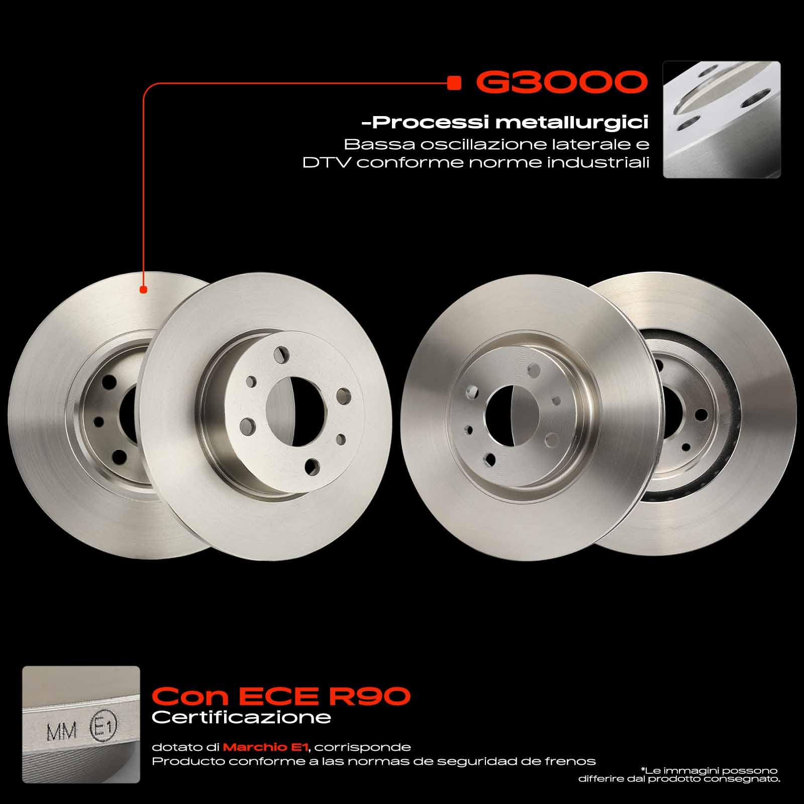 Frankberg 1 set freni incl. 4 dischi freno + 8 pastiglie freno Anteriore | Compatibile con: Stile 192, Bravo II 198, Stilo Multi Wagon 192, Delta III 844