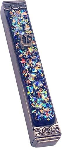 Sparkling Art Glass Mezuzah 35 pulgadas Fácil montaje Caja de metal resistente a la intemperie Caja de regalo y rollo no Kosher incluido Hecho Sparkling Art Glass Mezuzah 35 pulgadas Fácil montaje Caja de metal resistente a la intemperie Caja de regalo y rollo no Kosher incluido Hecho