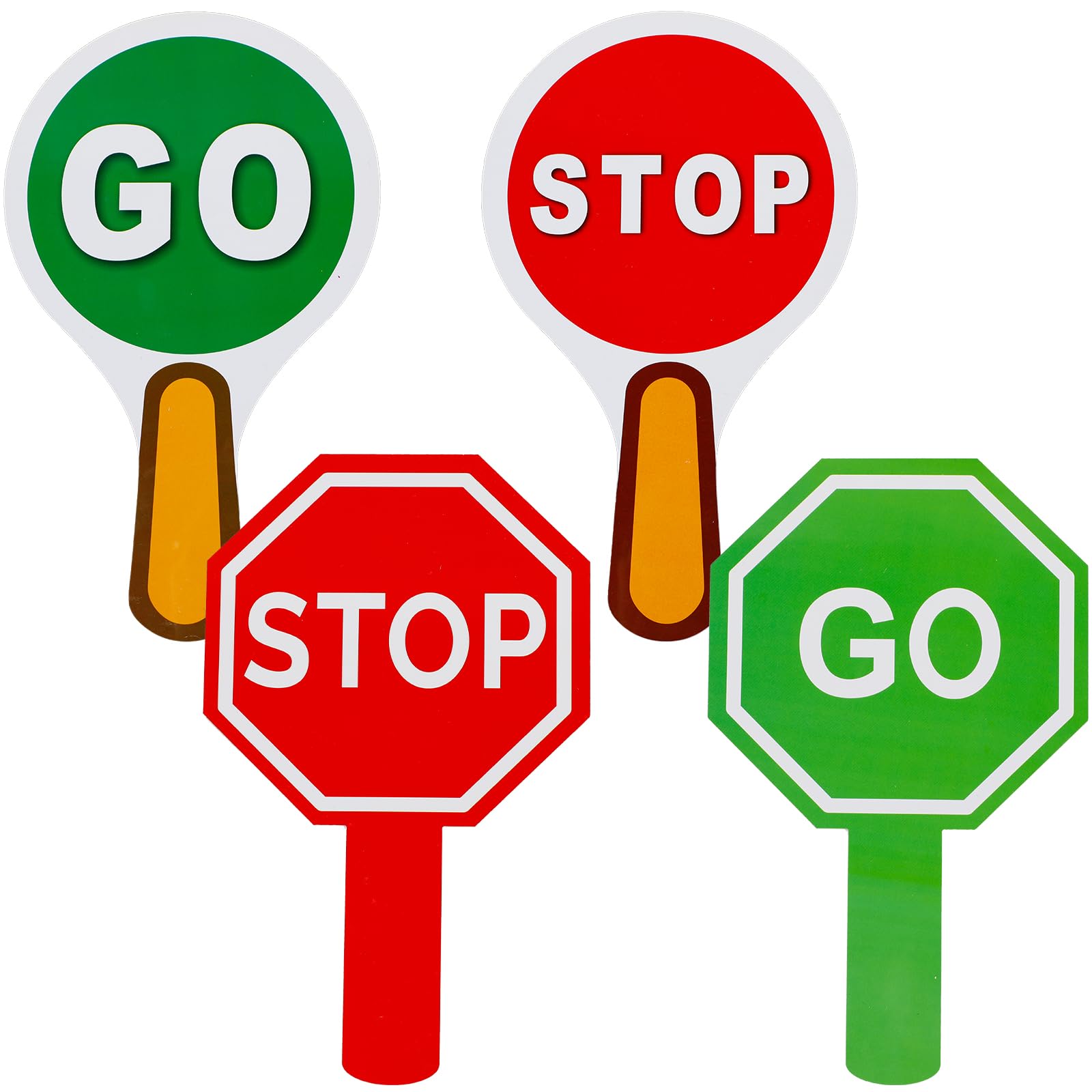 6 Pack Handheld Stop & Go Sign Lights - Double Sided Red & Green, PVC Waterproof - Traffic Safety Teaching Tool for Kids, Classroom, and Outdoor