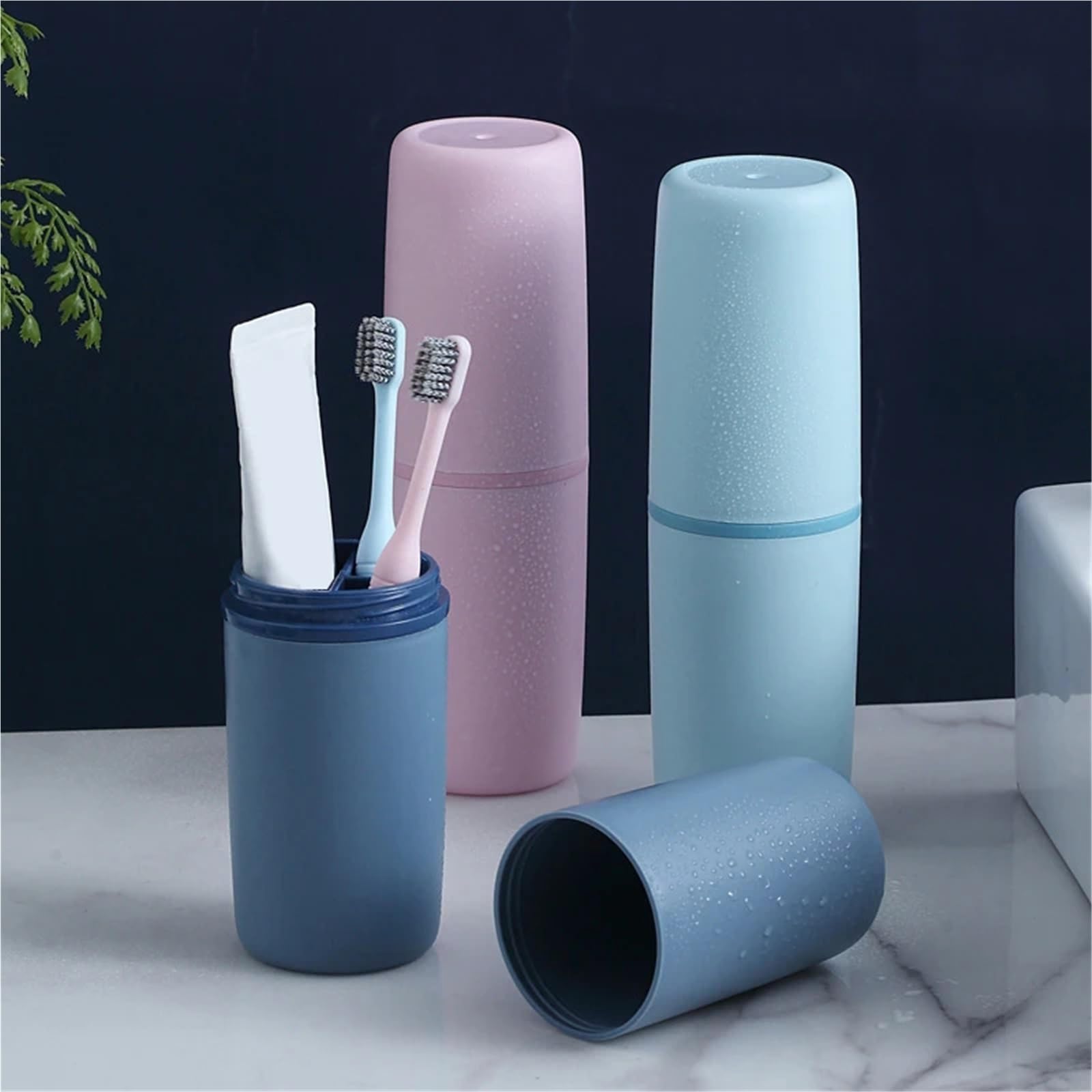 3 Pezzi Porta spazzolino Portatile Porta dentifricio da Bagno Custodia da Viaggio Organizer da Viaggio con Scomparti for Articoli da toeletta(Pink)