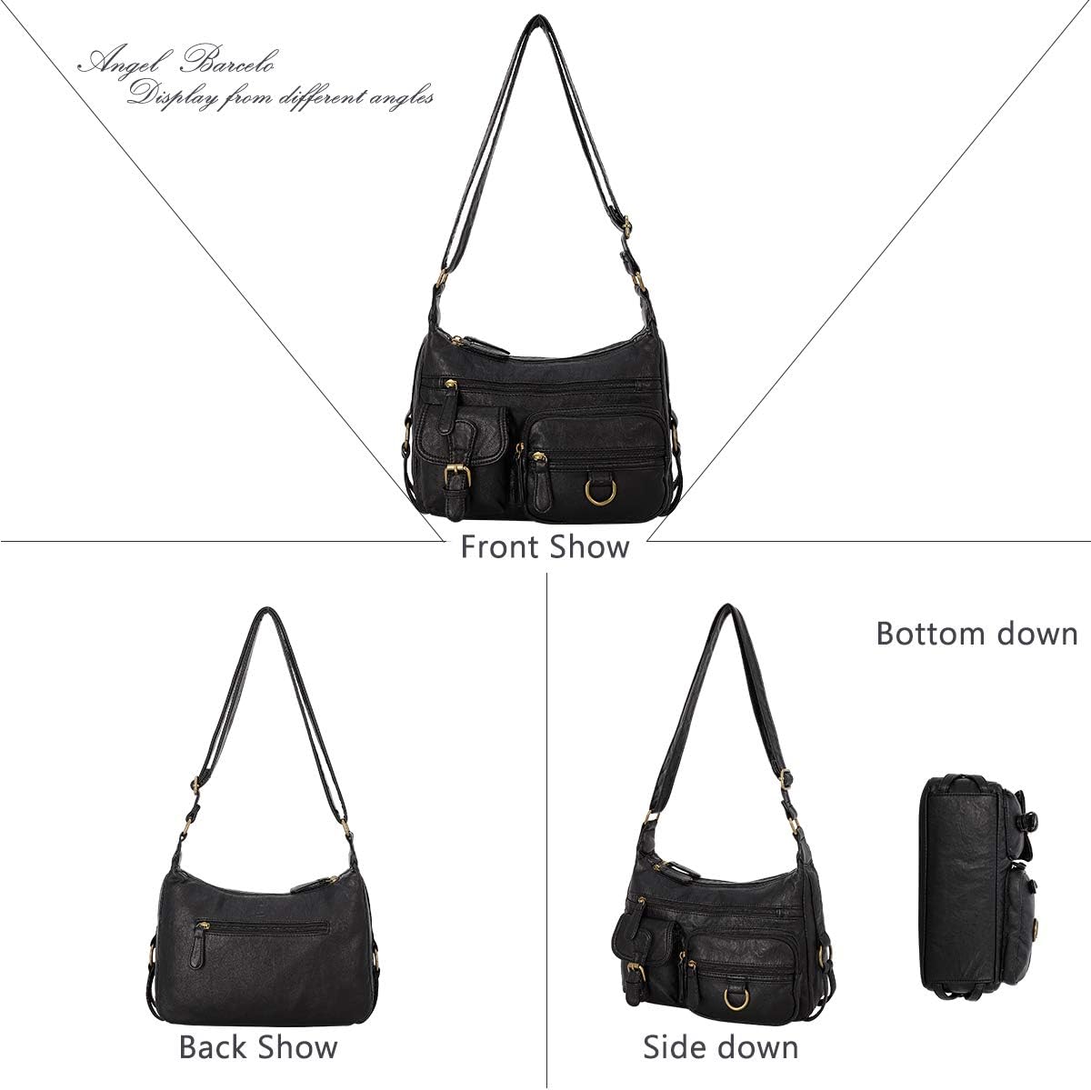 Angel Barcelo Cross body Shoulder Bag Women Soft PU Leather Purses and Handbags