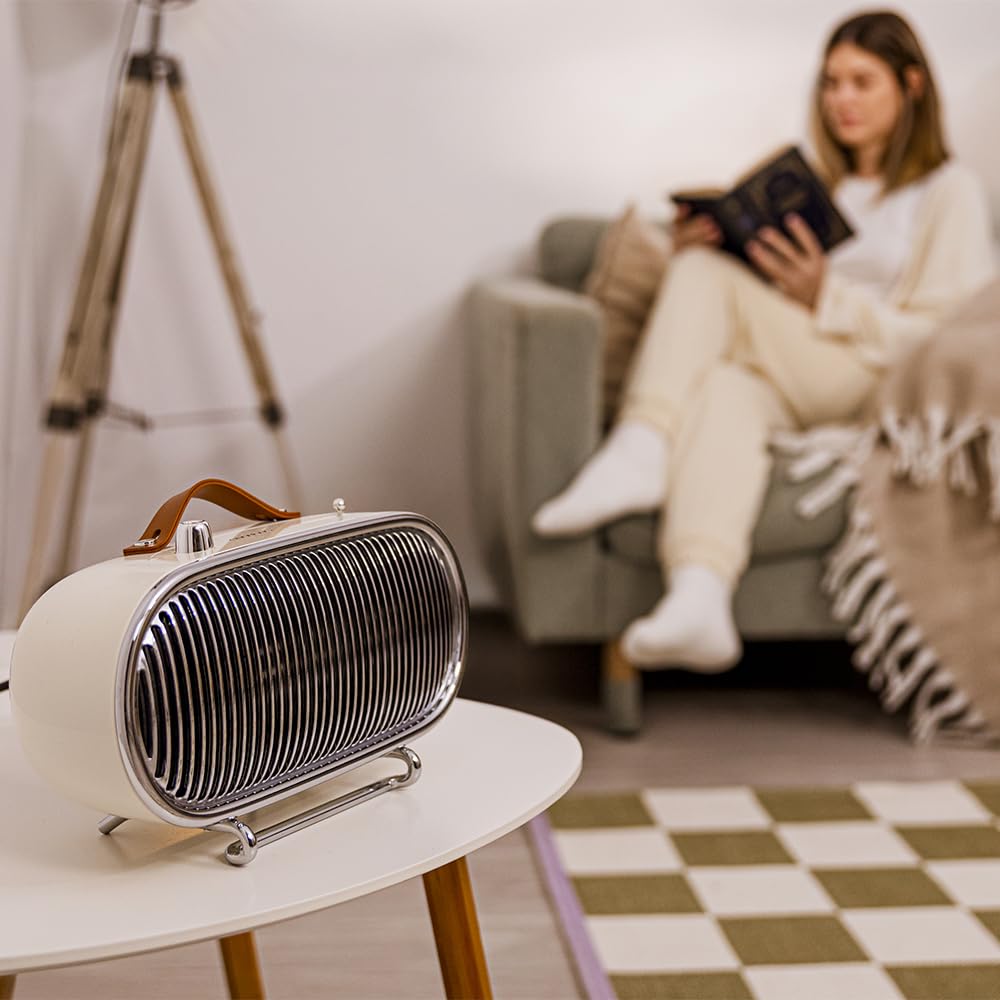 Cecotec Ceramiczny podgrzewacz biurkowy Niski pobór mocy - ReadyWarm 1500 Ceramic Retro, 1500 W, retro design, regulowany termostat i 2 tryby, potrójny system bezpieczeństwa, optymalny do 15 m²,