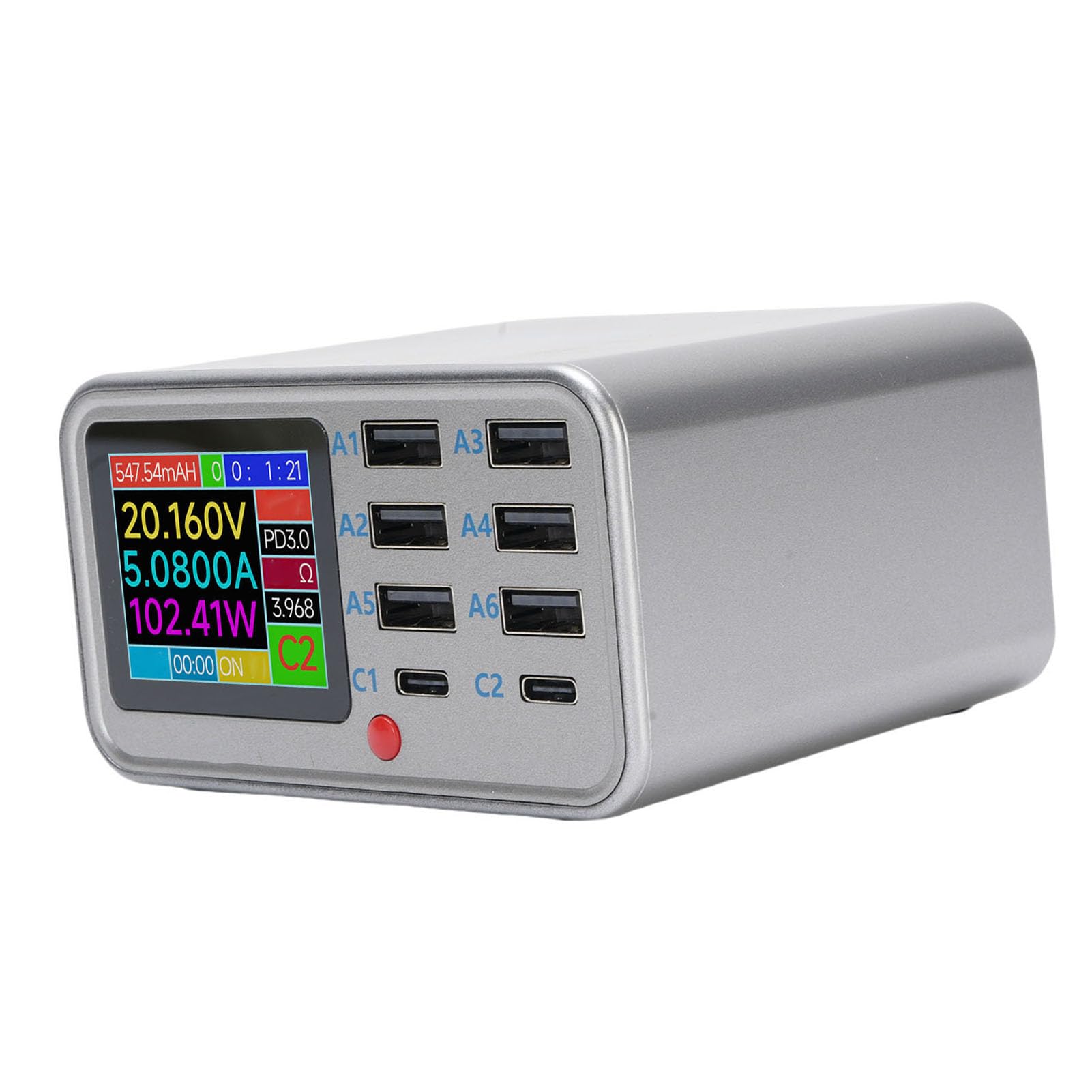 Fabater Estación de Carga Rápida USB de 8 Puertos de 100 W con Carga Inalámbrica para Teléfonos Inteligentes y Tabletas en la Oficina en Casa (Enchufe de la UE)