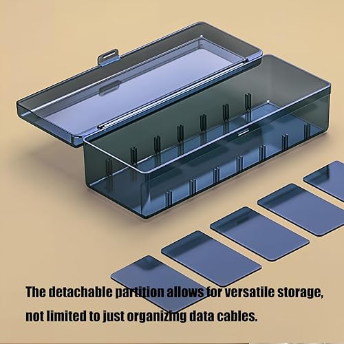 Miniatura 5 de Caja organizadora de cables transparente con tapa, organizador de almacenamiento de cable de carga, caja organizadora de cables de carga,