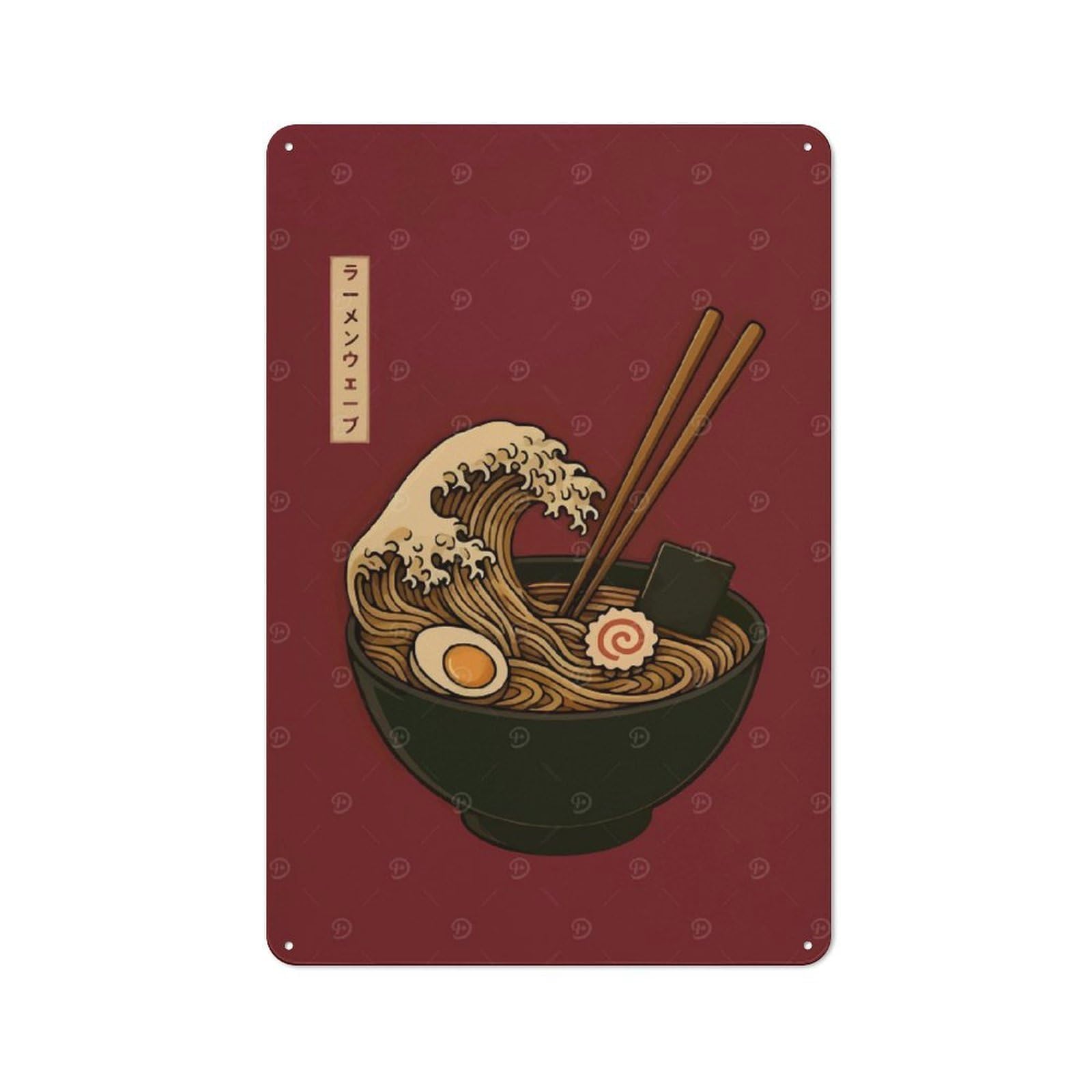 Junmoney Ramen Wave Art Retro Kitchen Metal Sign 30X20cm Featuring Bistro Wall Plaque For Restaurant, Kitchen, Counter Or Breakfast Nook