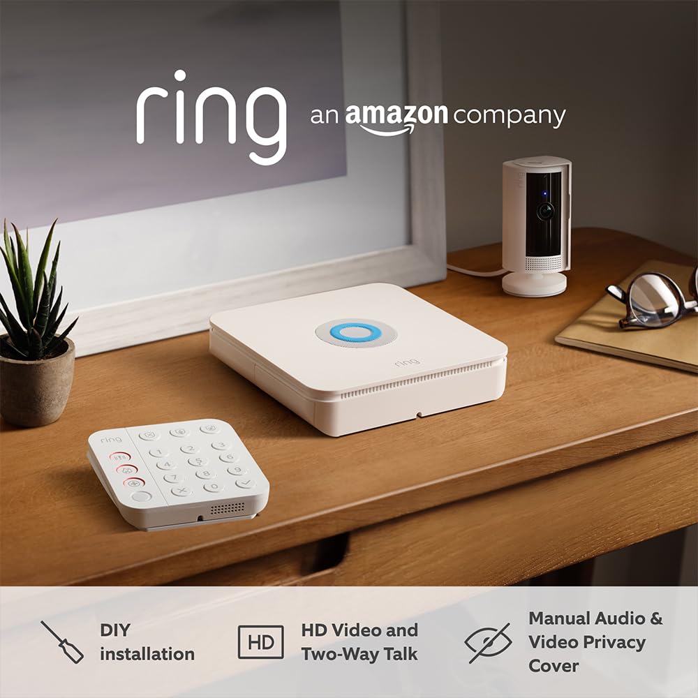 Ring Alarm Pack - M + Indoor Camera (2nd Gen) by Amazon | Smart home alarm security system with optional Assisted Monitoring - No long-term commitments | Works with Alexa