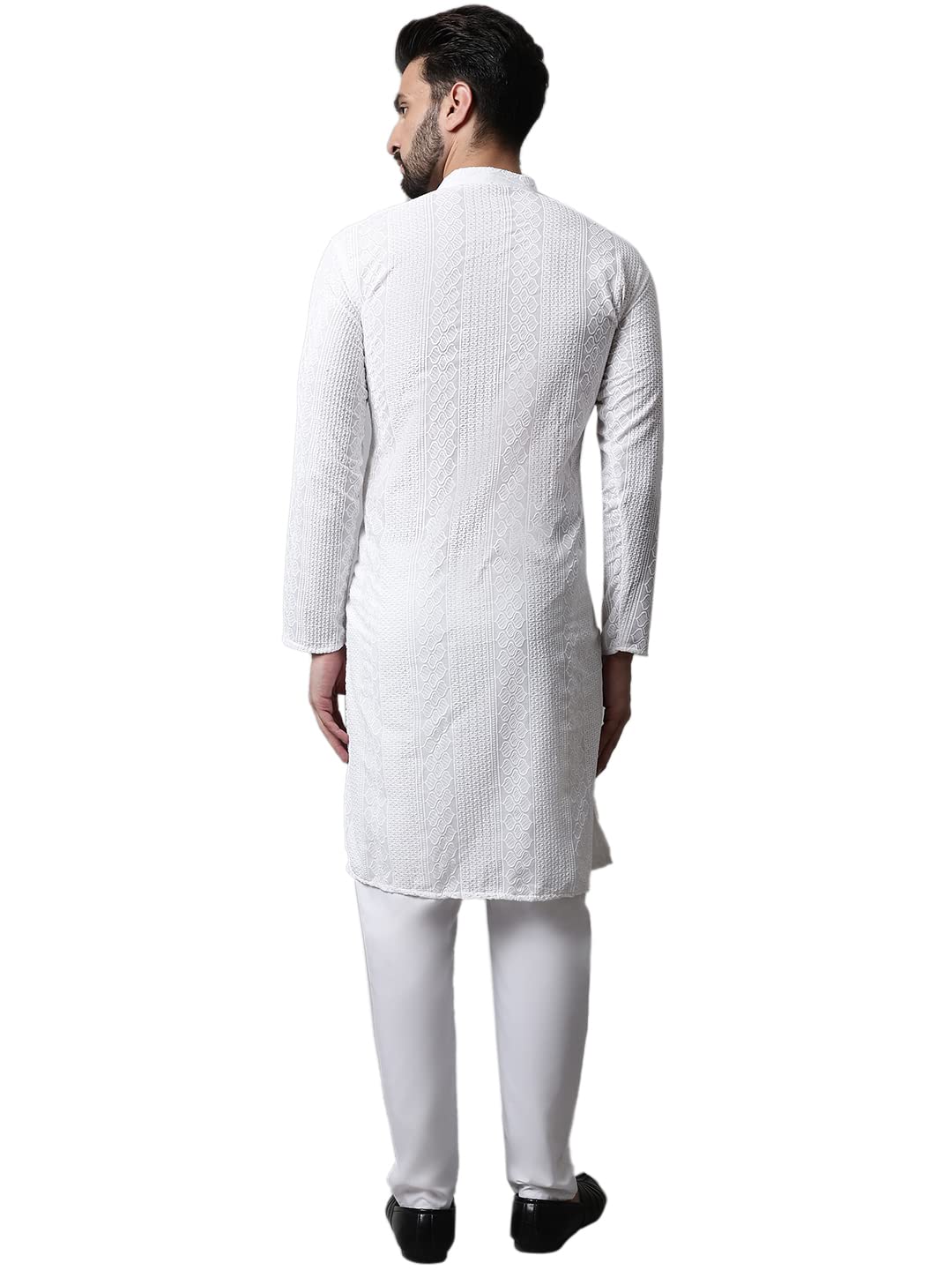 Jompers Men's Embroiderd Kurta Pyjama Sets (White, M)