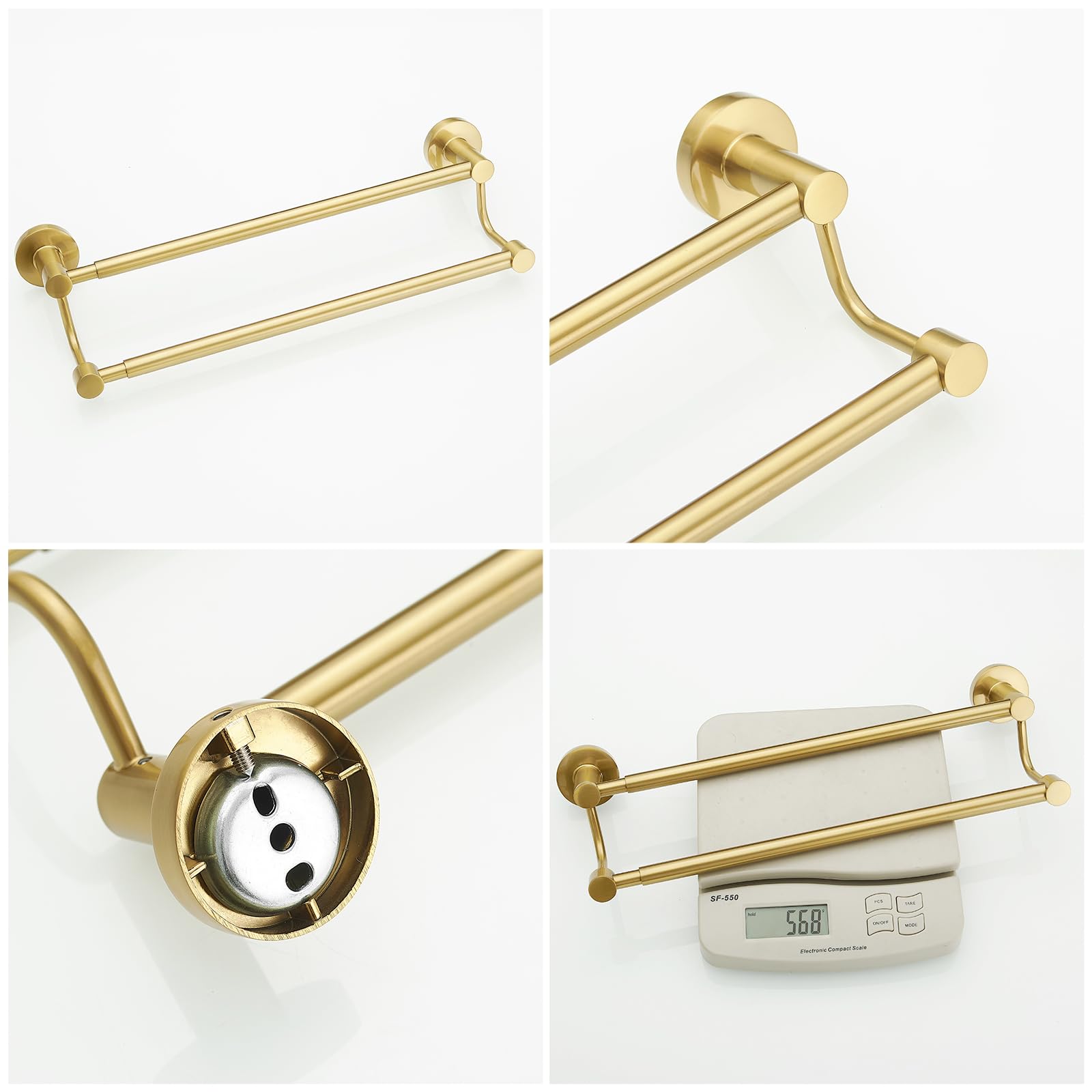 BESy Adjustable 16.5-28.5 Inches Double Bath Towel Bar for Bathroom SUS304 Stainless Steel Towel Holder - Image 4
