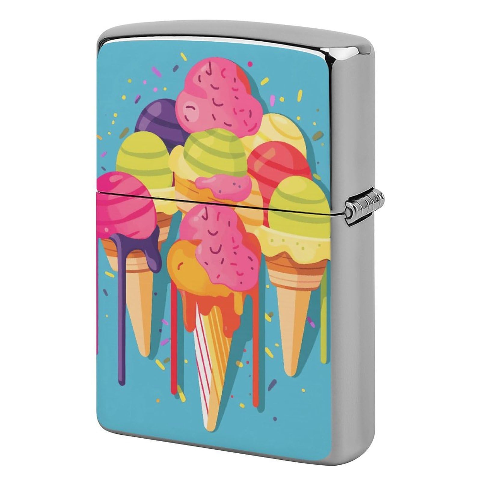 Colorful Ice Cream Lighter Case for Men, Personalized Lighter Cover for Valentine's Day Gifts, Flip-Top Lighters Shell for Outdoor, Portable Lighters Protective Sleeve