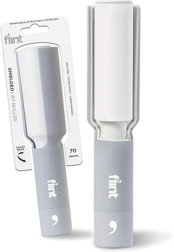 Flint Plus Removedor de pelusa retráctil y rodillo de pelo de mascotas para ropa – Rodillo de pelusa recargable y reutilizable con 70 hojas extra