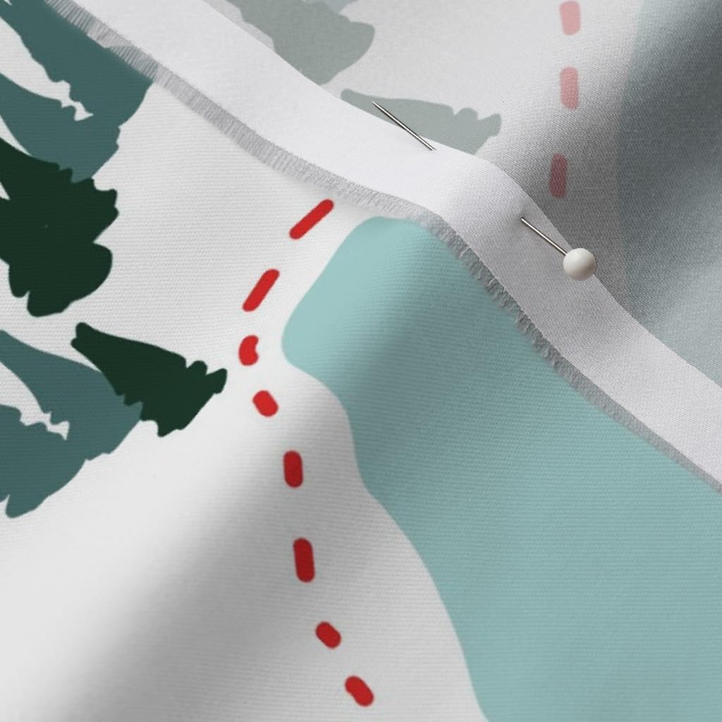 Spoonflower Fabric - Camping Map Hiking Bears Fishing Printed on Organic Cotton Sateen Fabric by The Yard - Sewing Quilting Apparel Home Decor