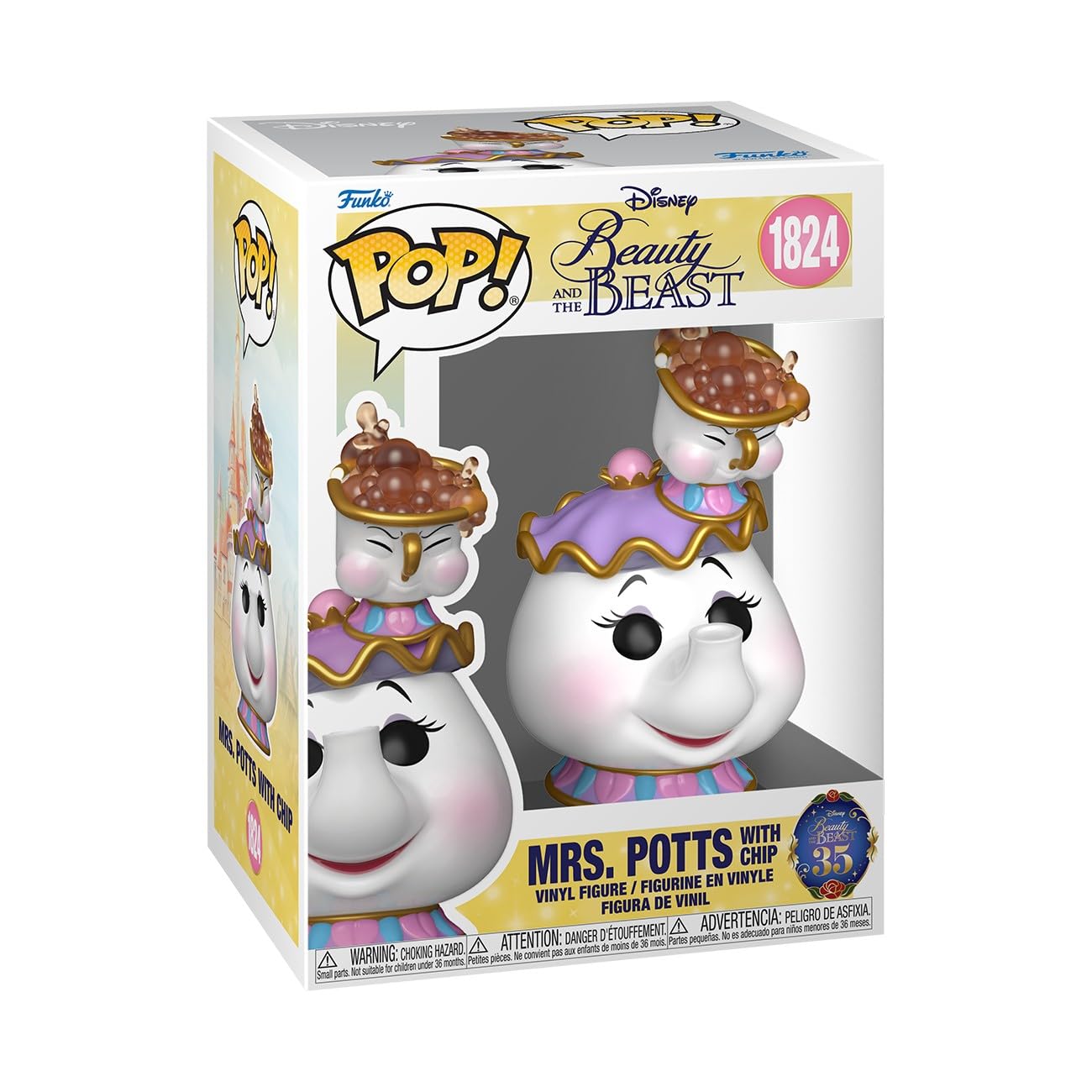 POP! Disney Beauty and the Beast - Mrs. Potts with Chip | Official Merch - Collectable Vinyl Figurine for Shelf Display - Birthday Gift Idea for Fans and Collectors