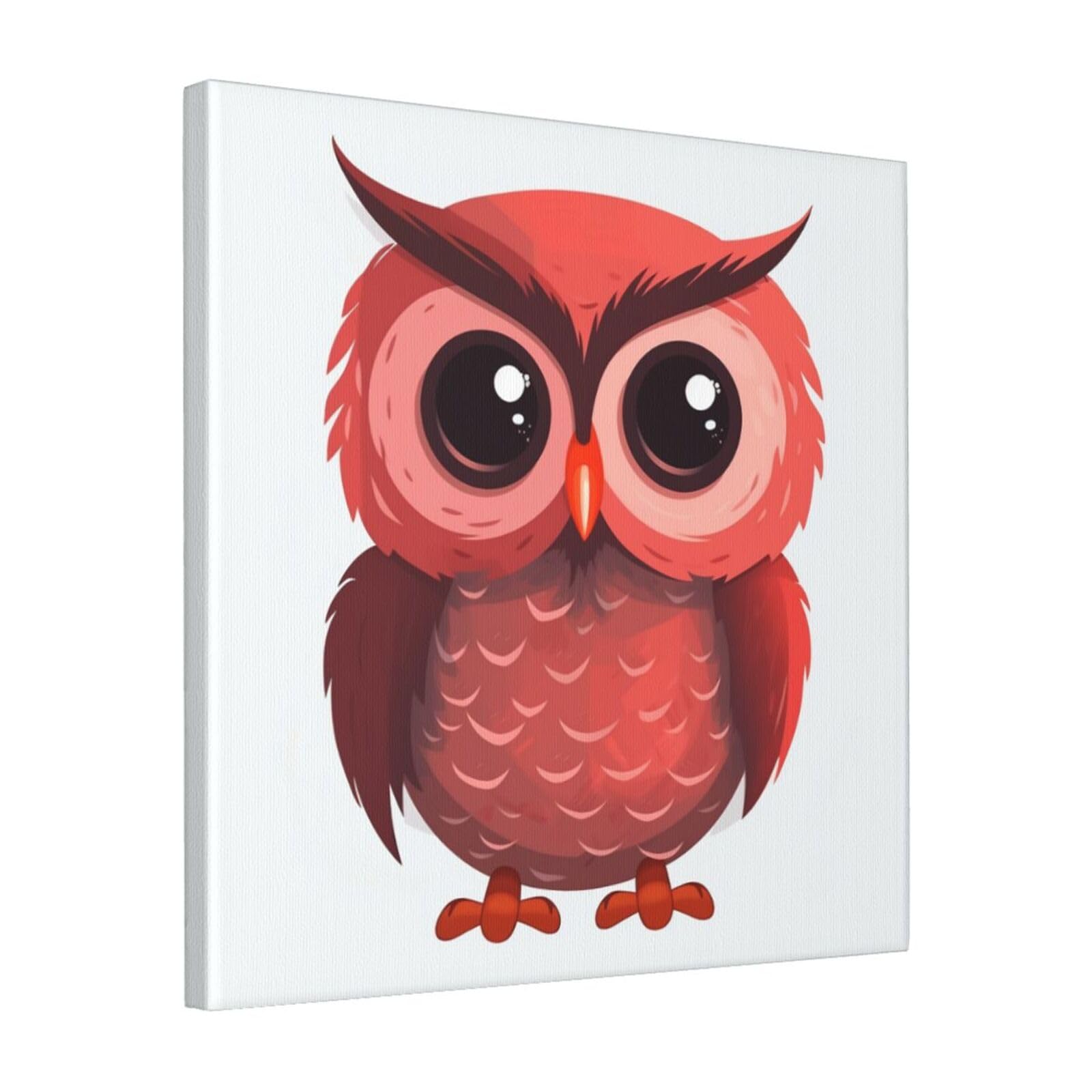FodPand Cute red owl Canvas Wall Art for Living Room Wall Decor 16"x16" Modern Artwork Painting Pictures Hanging Canvas Prints Aesthetic Wall Art for Bedroom Bathroom Office Wallart Decor