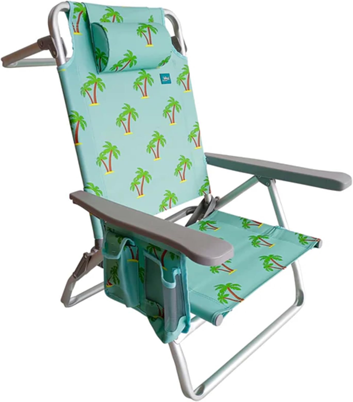 BBC-352-PT Folding Beach Chair w/Towel Rack, Cup Holder w/Pocket, 275 Lb. Weight Capacity, Palm Tree