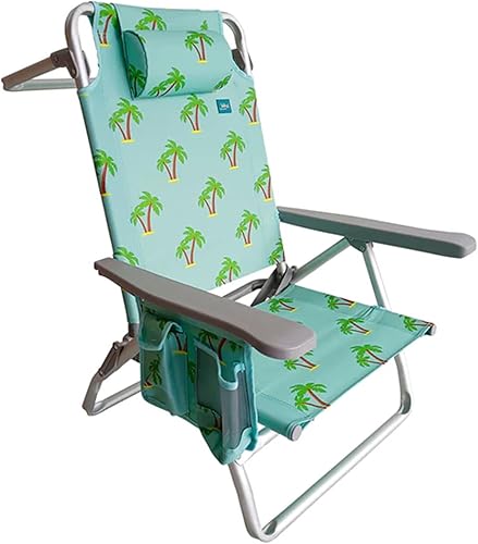 Vista 114 de Bliss Hammocks BBC-350-BF Silla de playa plegable, 5 posiciones reclinables, bolsa enfriadora desmontable, flor azul