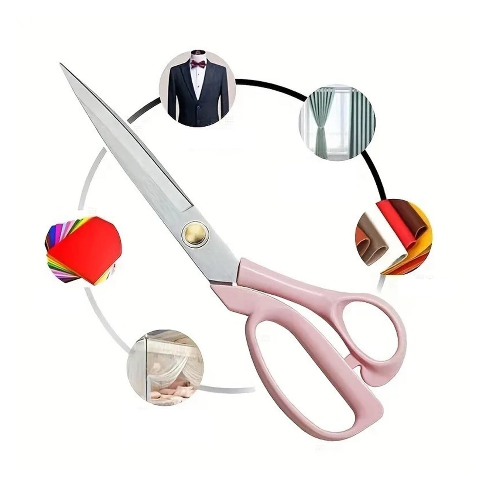 Robuste Stoffschere mit Edelstahlklingen(Pink)