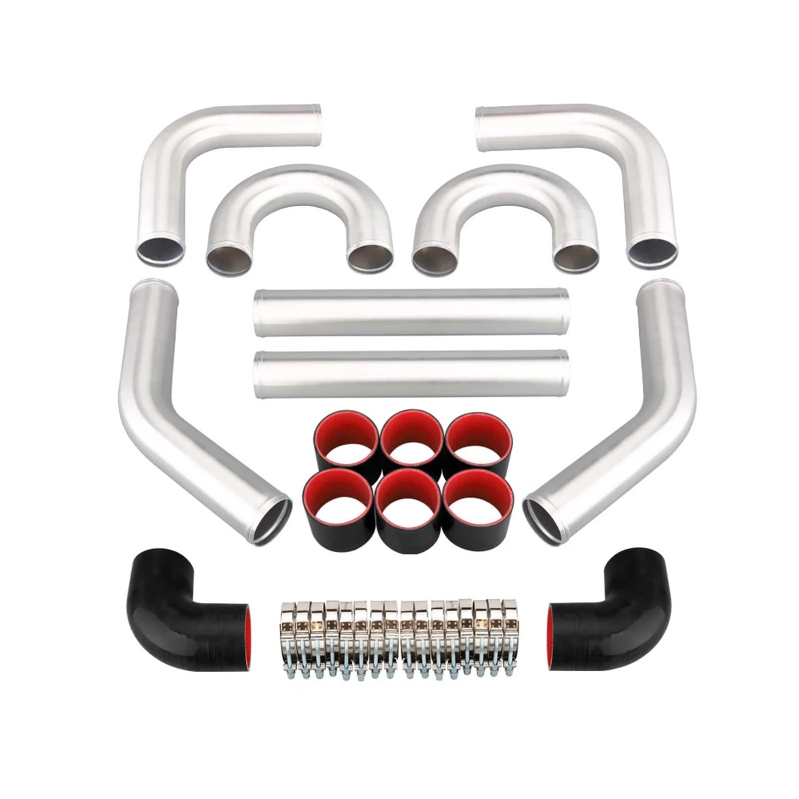Kasdpmnb 2.75Black Red 2.0 2.5 2.75 3.0 Inch Universal Turbo Intercooler Pipe Chrome Piping Pipe Tube+T-Clamps + Silicone Hoses Blue Black Cooled Intercooler