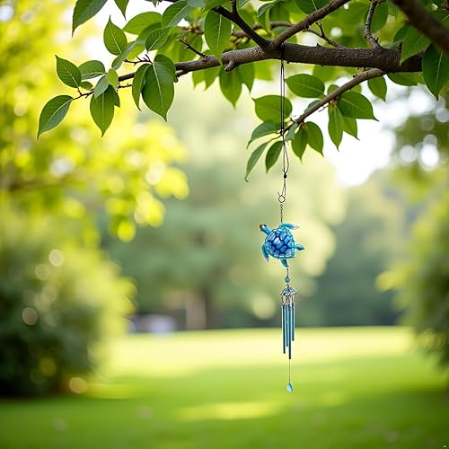 Miniatura 3 de Comfy Hour Ocean Voyage Collection - Campanilla de viento colgante de tortuga marina marina de 35 pulgadas, colección Metal Art