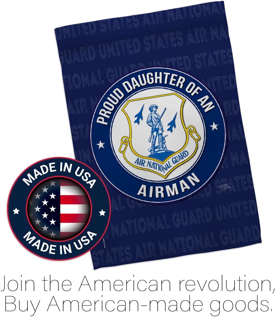 Breeze Decor National Guard Air Proud Daughter Airman Garden House Flag-Set Armed Forces ANG United State American Military Veteran Retire Official Banner Small Yard Gift Double-Sided, Made in USA