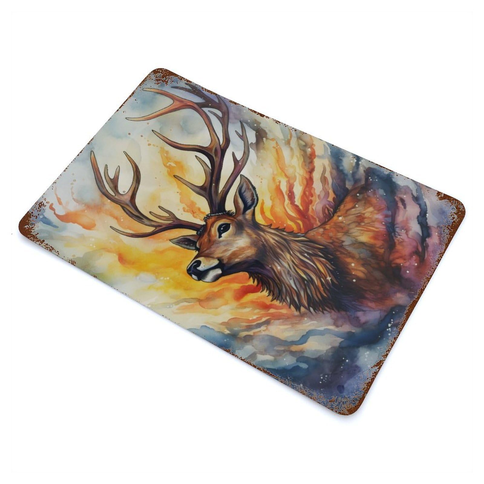 Magical Deer Decorative Tin Sign 11.8"x7.9", for Bistro, Counter And Cafe Decor, Retro Wall Decor