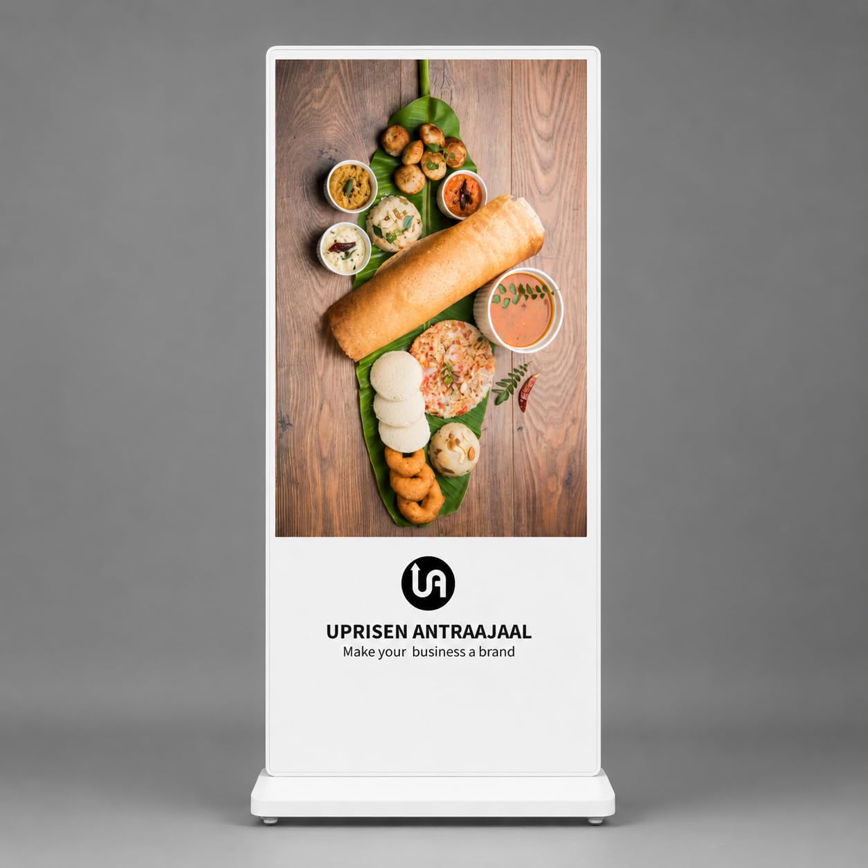 uprisen antraajaal 55 inch digital standee white | full hd led screen | usb plug & play | sleek metal body | packed in heavy-duty wooden box | ideal for malls, retail stores & exhibitions