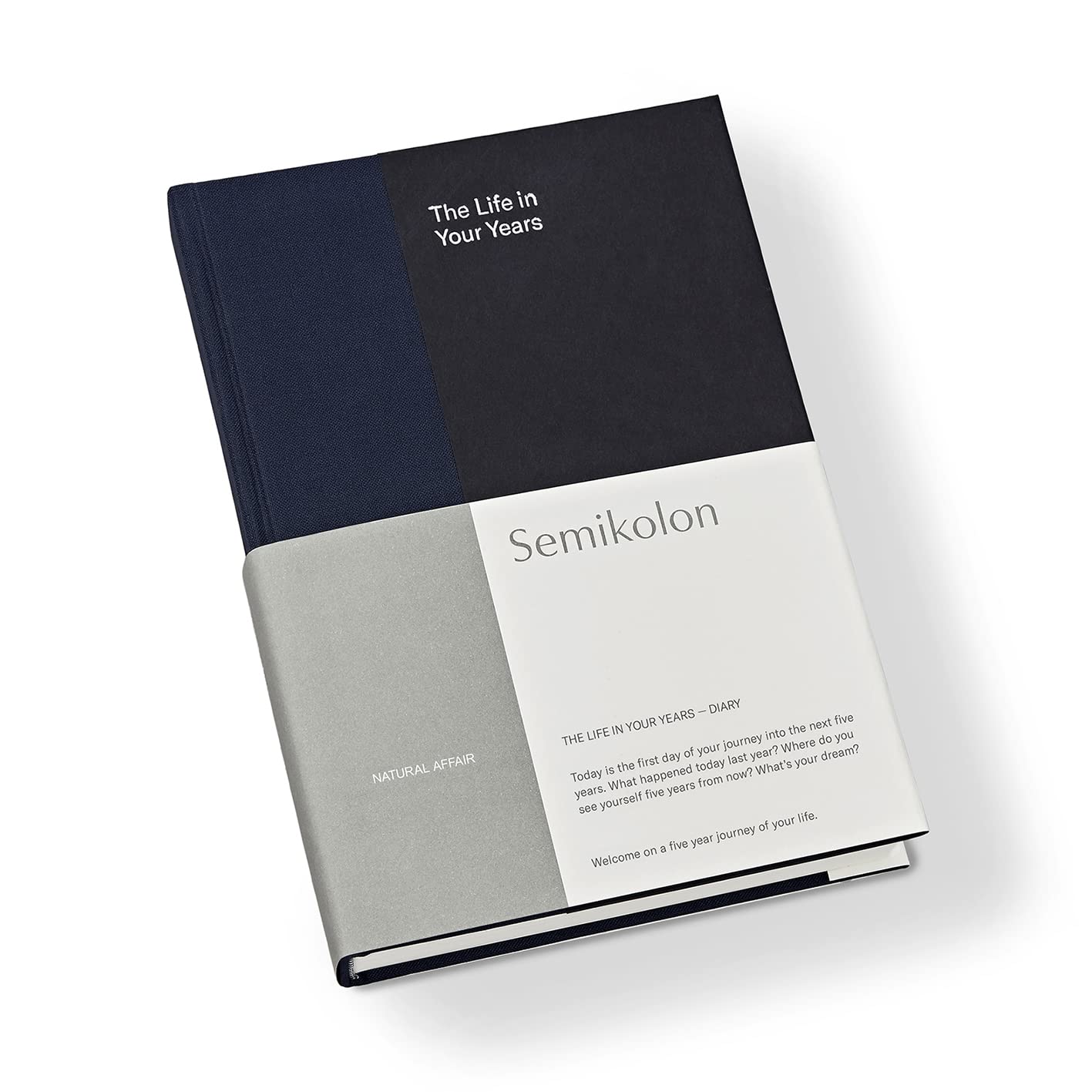 Semikolon 368695 The Life in Your Years, 5-Jahres Tagebuch A5 Format, Diary mit Buchleineneinband, Englisch - Midnight