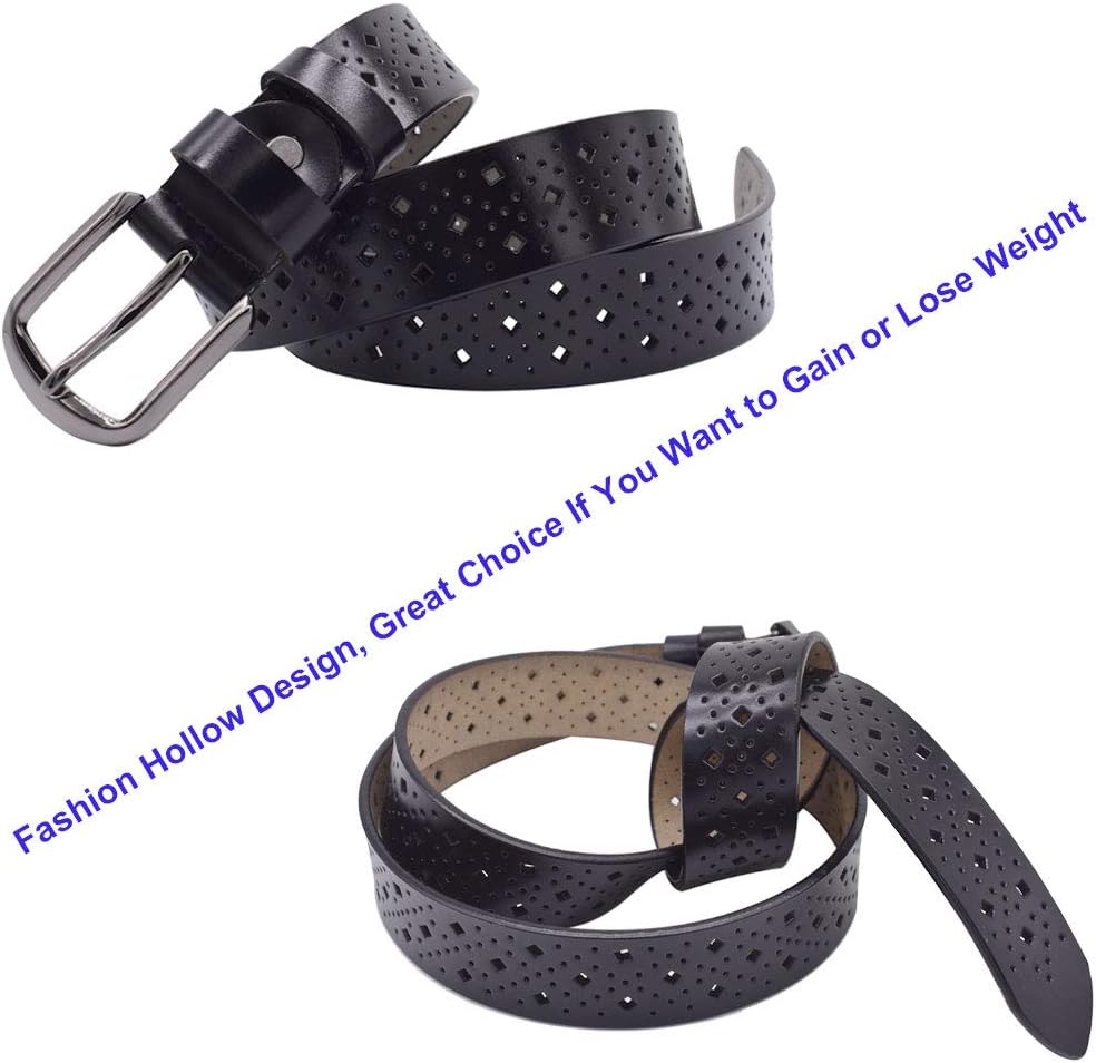 Hollow Leather Belts for Women, Soft Leather Womens Belts with Pin Buckle - Image 5