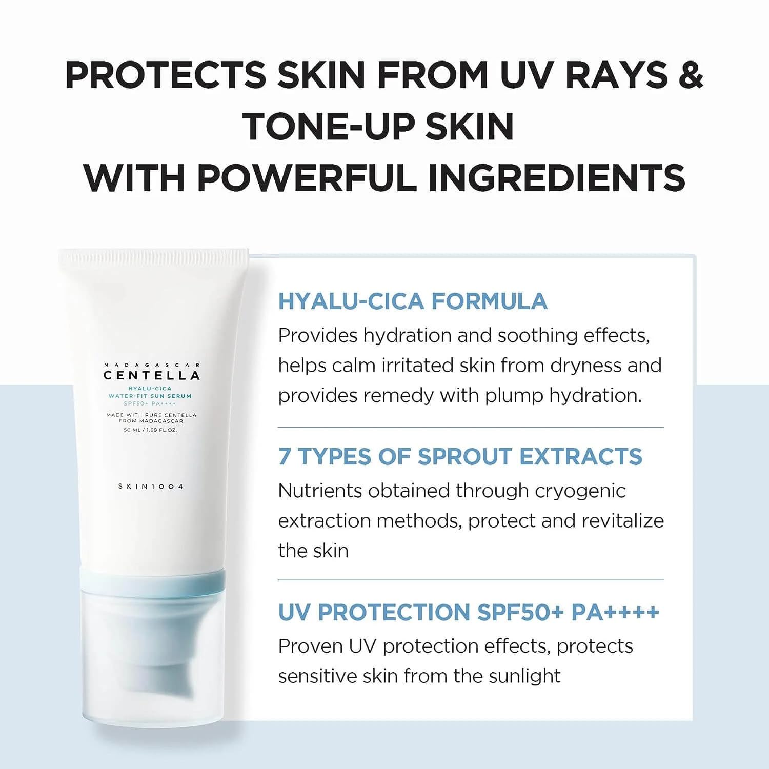 SKIN1004 Madagascar Centella Hyalu-cica Water-Fit Sun Serum Bloqueador Coreano